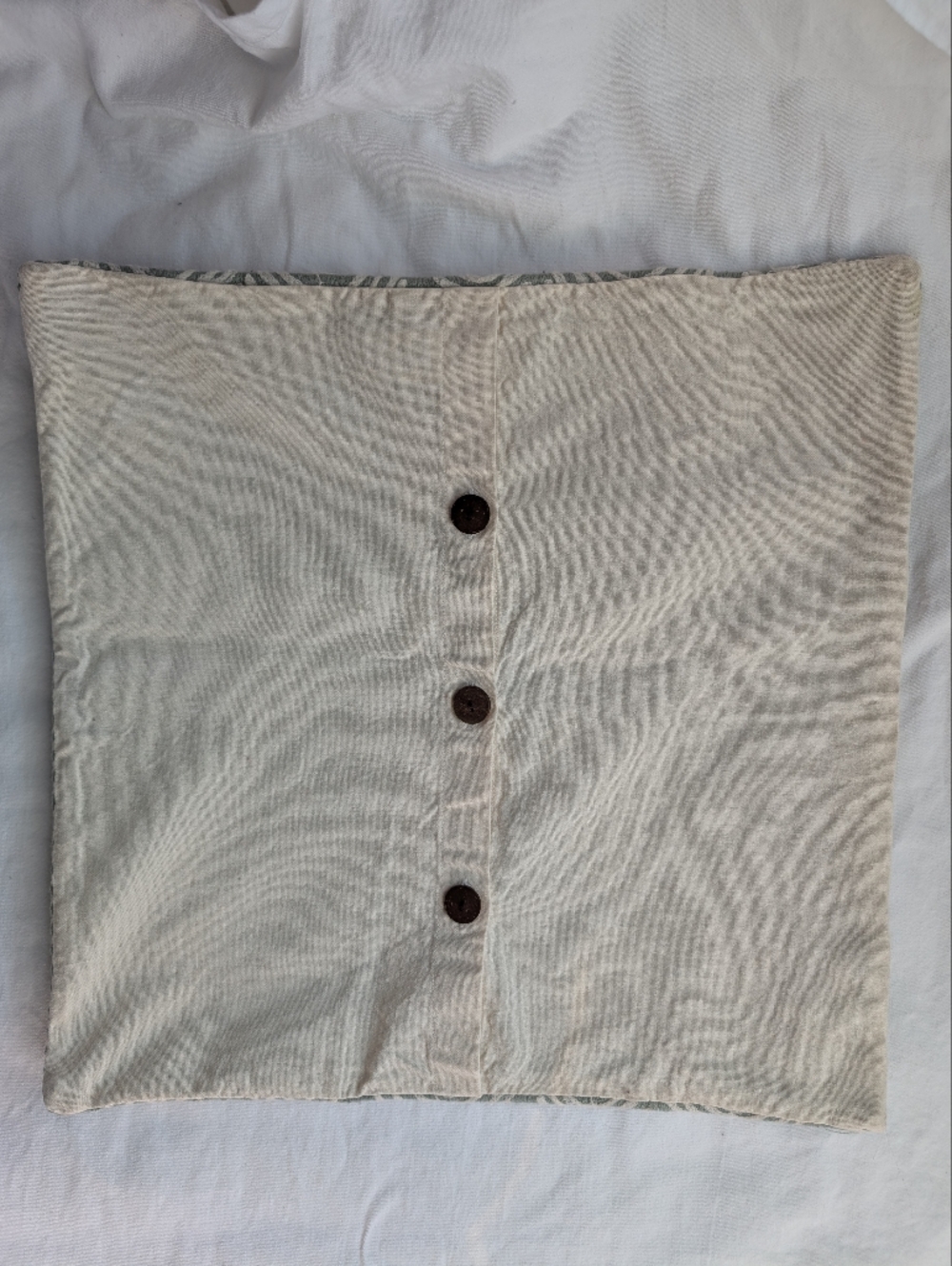 West Elm Embroidered Throw Pillow Covers in Sage Green and Cream - 2 - Picture 5 of 6